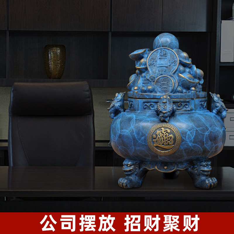 金蟾招财摆件纯铜聚宝盆开盖店铺开业礼品装饰家居客厅办公室摆设