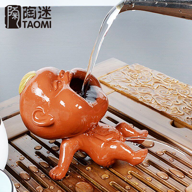 陶迷喷水茶宠茶玩家居摆件紫砂撒尿娃娃尿童手工制作创意包邮