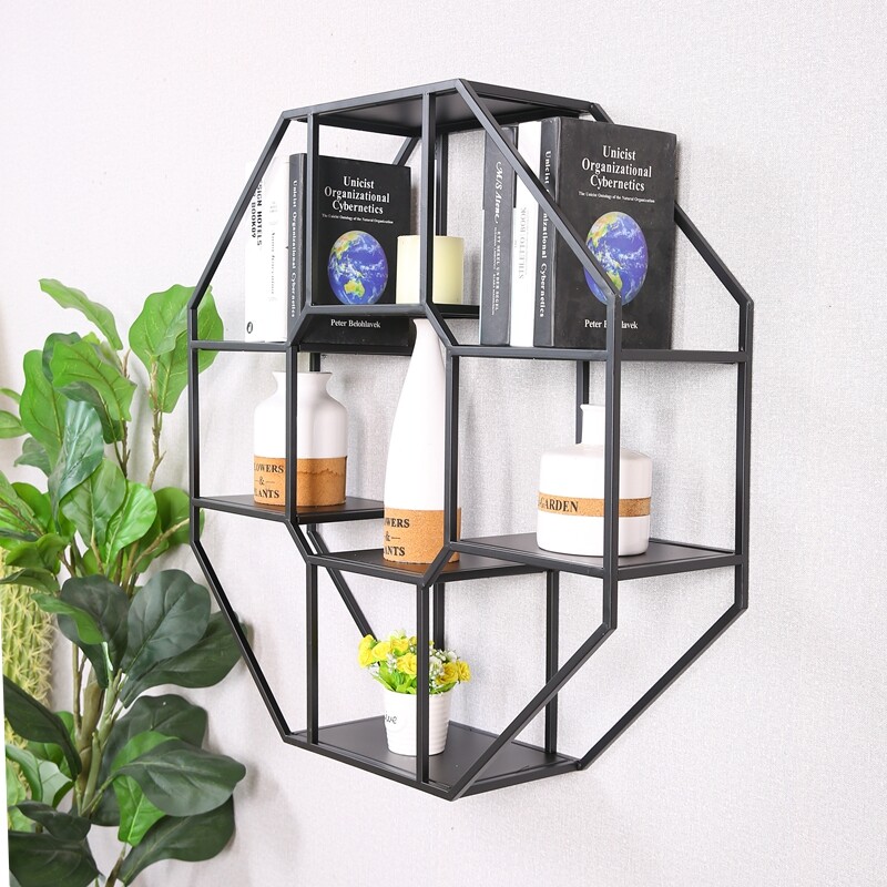 铁艺置物架壁挂复古创意墙上书架隔板背景墙壁格子客厅装饰展示架
