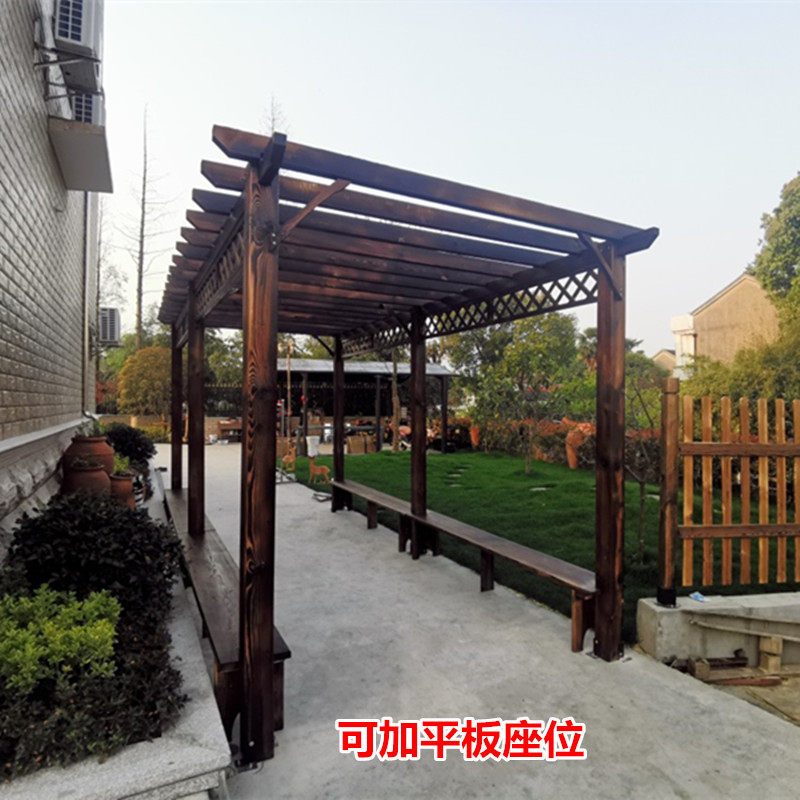 防腐木葡萄架庭院碳化木户外凉亭室外廊架爬藤木架子花架长廊定制