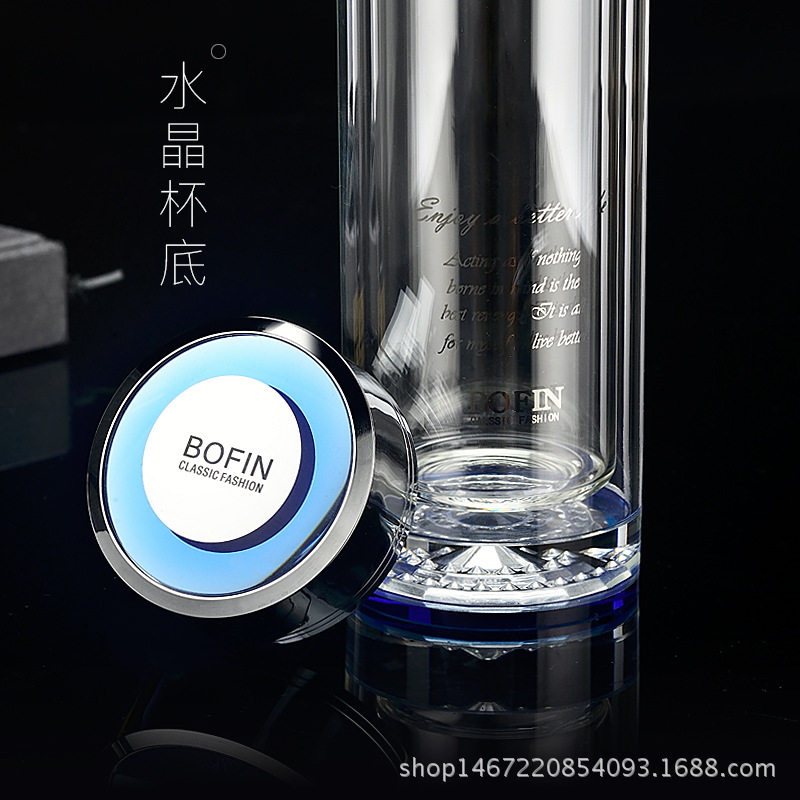 玻璃杯双层水杯时尚水晶防摔便携过滤泡茶杯创意隔热家用随手杯子