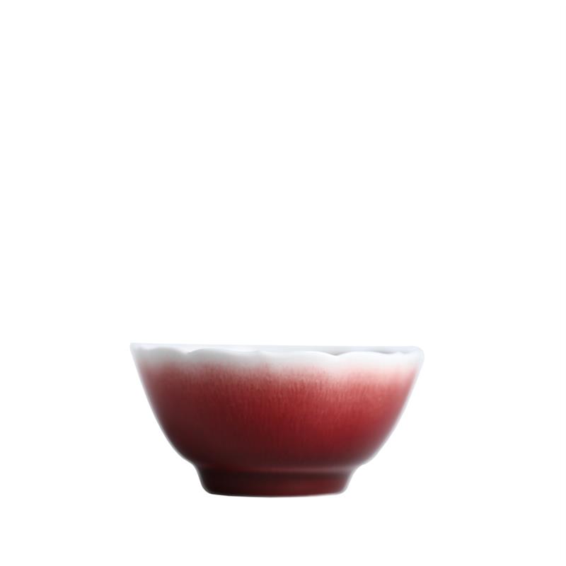 郎红葵口斗笠主人杯花瓣普洱杯中式盏托碟景德镇手工陶瓷茶具套装