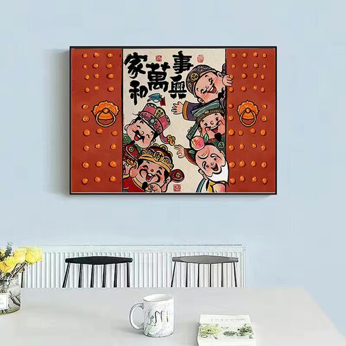 新款招财复古仿旧电表箱室内电箱总开关弱电箱饭厅客厅装饰挂画