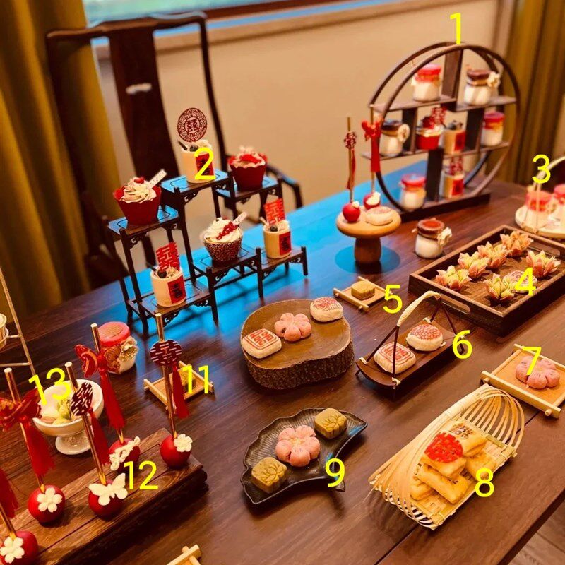 新中式婚礼订婚宴甜品台展示架生日宴会摆件蛋糕架实木套装