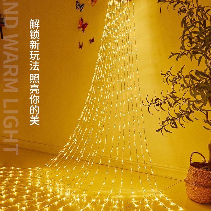 户外防水瀑布灯流水灯led网红装饰灯串浪漫氛围节日布置星星彩灯