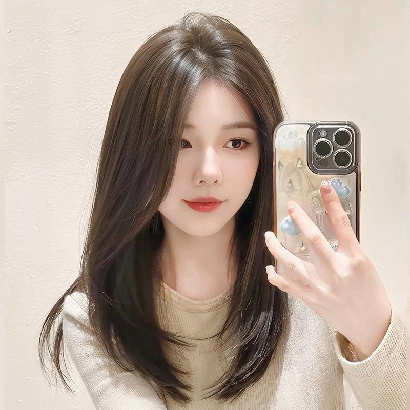 假发全头套女中分减龄中长发锁骨发日常自然仿真发短发整顶假发套