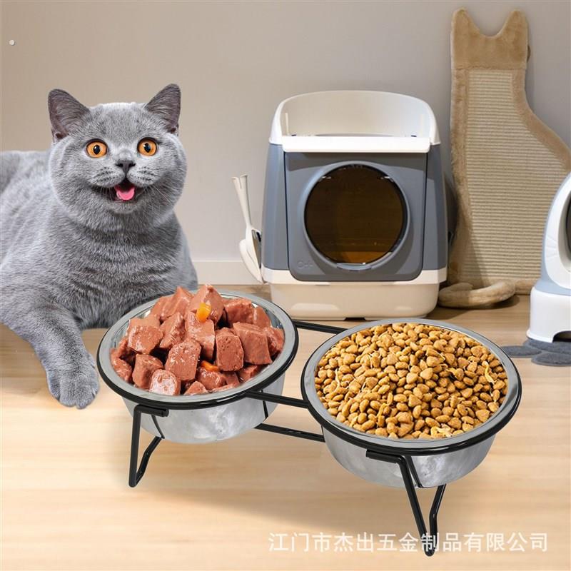 现货可拆装式双碗宠物食架食具猫狗宠物碗架动物喂食架