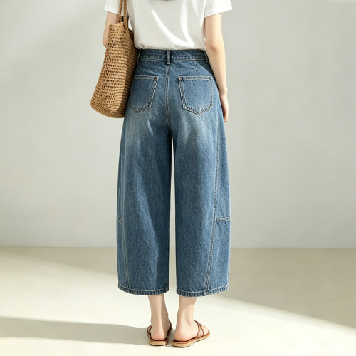 女裤天丝汉麻阔腿牛仔裤女夏薄款