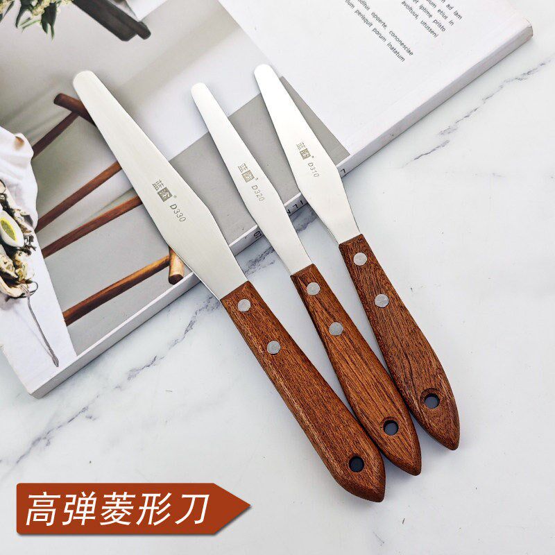高弹性不锈钢菱形油画版画调色调油刀4 寸韧性调墨锡膏大号软刮刀