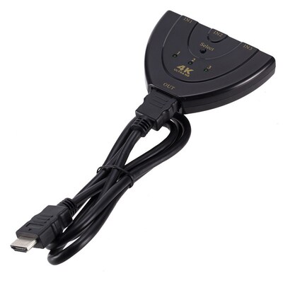 HDMI切换器3进1出 高清4K 猪尾巴带供电 三口切换器 HDMI三进一出