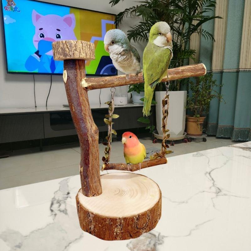 鸟站架鹦鹉树枝桌面架子站杆中小型鸟站杠原木玄风虎皮小太阳秋千