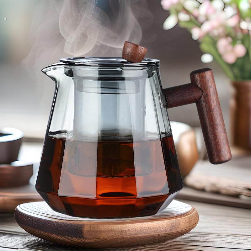 耐热玻璃煮茶壶过滤木把泡茶壶家用茶壶黑晶炉新款煮茶器茶具套组