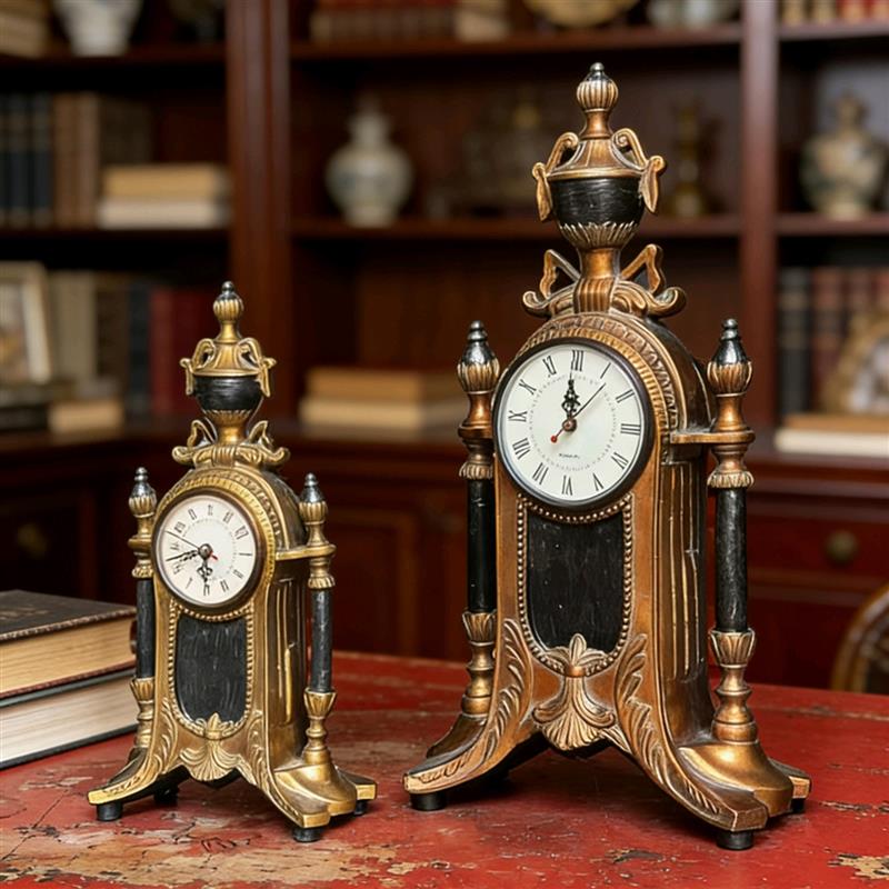 欧式钟表客厅时钟摆件大号坐钟复古仿铜金色座钟美式仿古台钟包邮