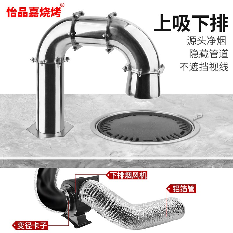 韩式烤肉店下排烟弯头商用排烟设备管道拐脖排烟管烟罩不锈钢烟管