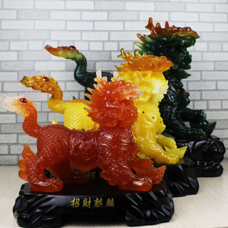 招财纳福麒麟摆件一对大号火麒麟客厅摆设乔迁新居礼品搬家送礼