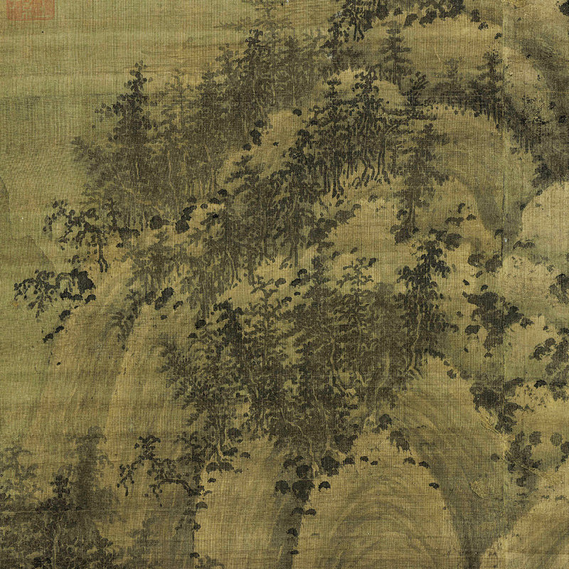 巨然 秋山问道图 国画竖轴装裱客厅玄关装饰画挂画学习临摹范本