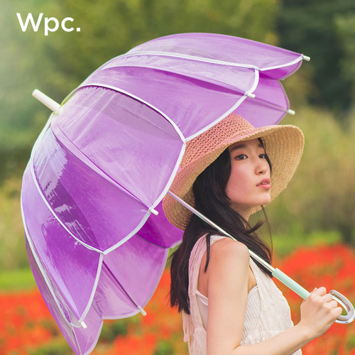wpc透明雨伞花瓣伞长柄果冻伞大号加大加厚抗风高颜值少女心拍照