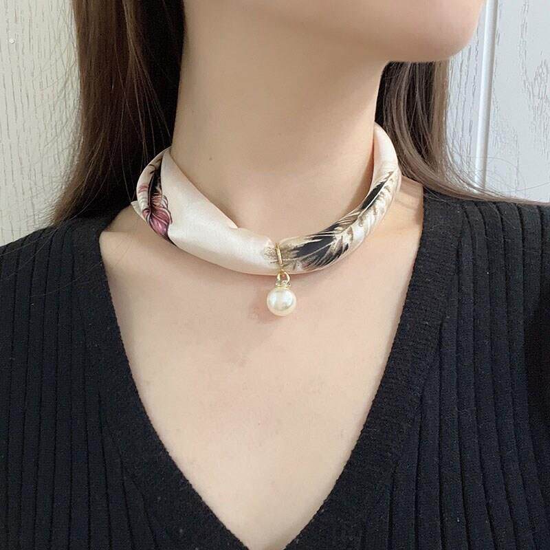 锁骨丝巾扣项链颈链女高级感甲状腺术后遮挡神器脖子遮疤护颈围脖