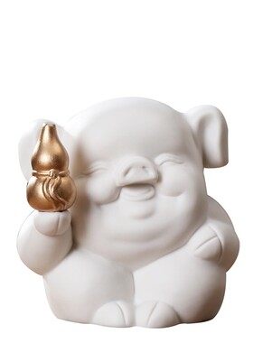 精品德化白瓷可爱小猪摆件新中式陶瓷吉祥纳财福猪家居桌面小饰品