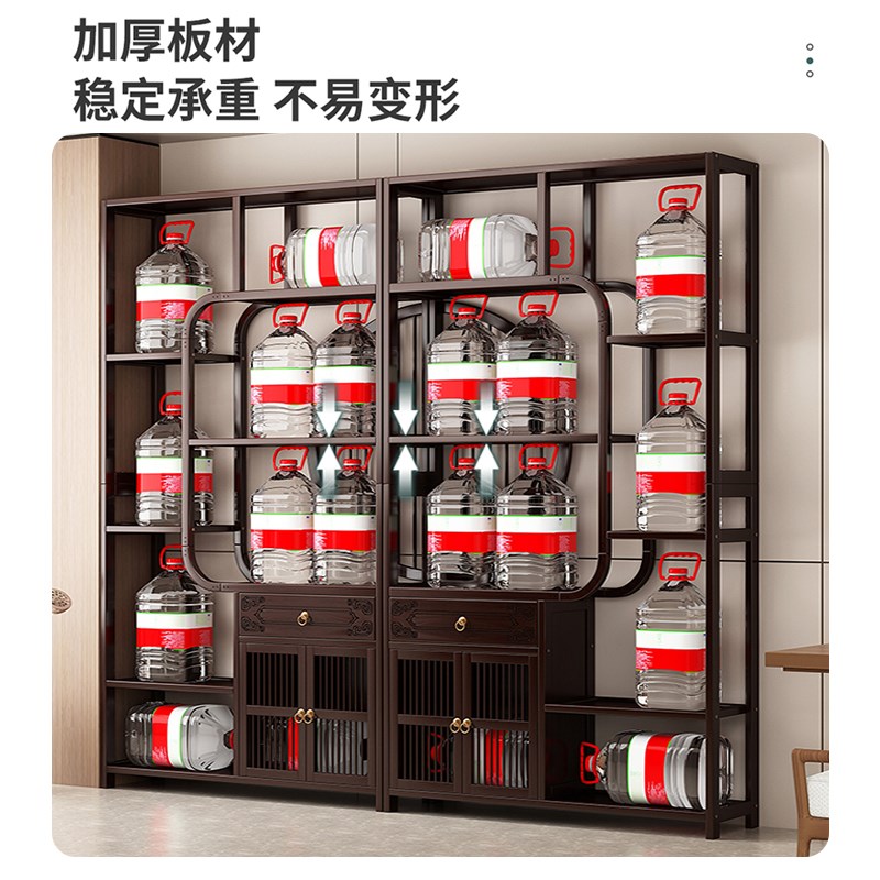 新中式博古架复古茶柜置物架非实木茶叶收纳放置架紫砂壶摆放架子