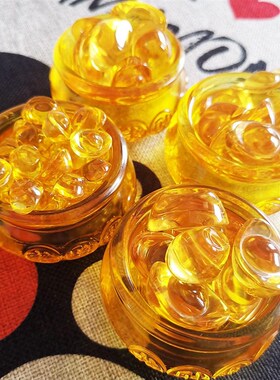 黄水晶聚宝盆摆件金黄色琉璃元宝招财聚财家居摆设开业乔迁礼品