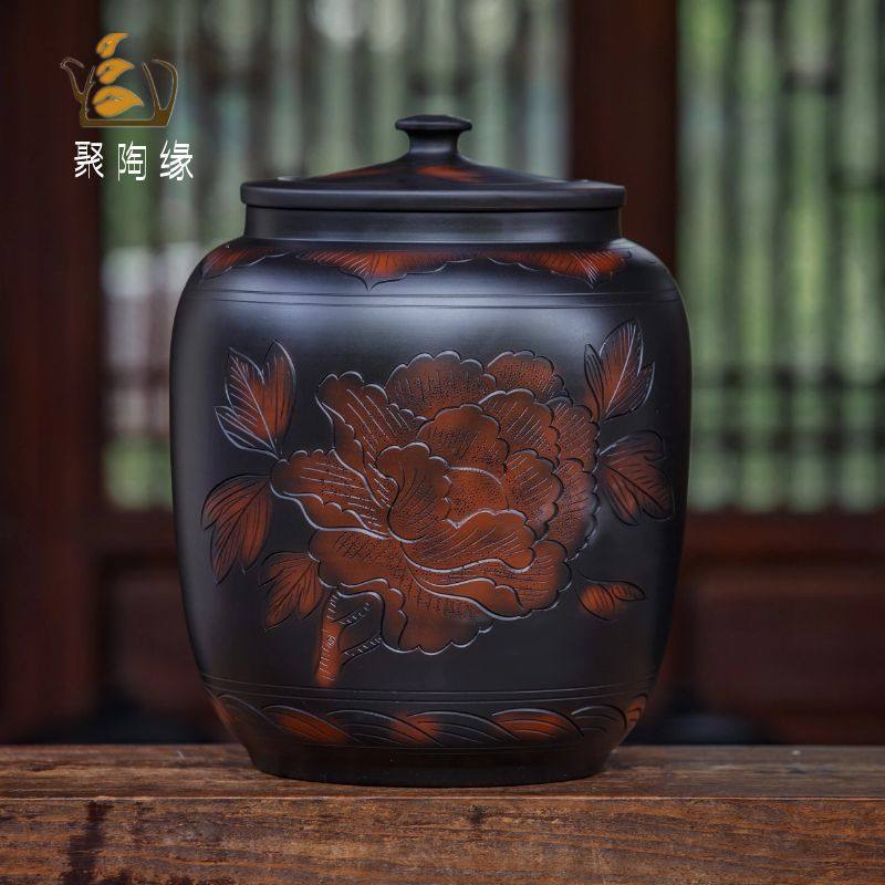 防潮防虫米桶 陶瓷米缸50斤容量 中式风格米缸 家用密封设计