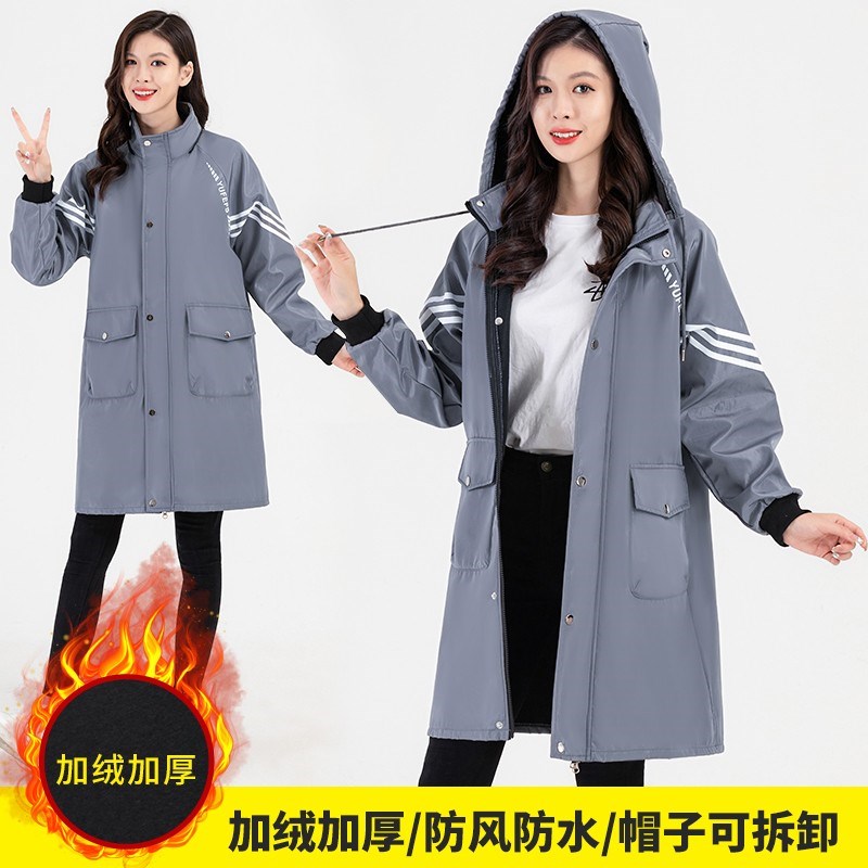 罩衣女上衣工作服加绒加厚长款冬时尚妈妈款成人加棉长袖做菜干活