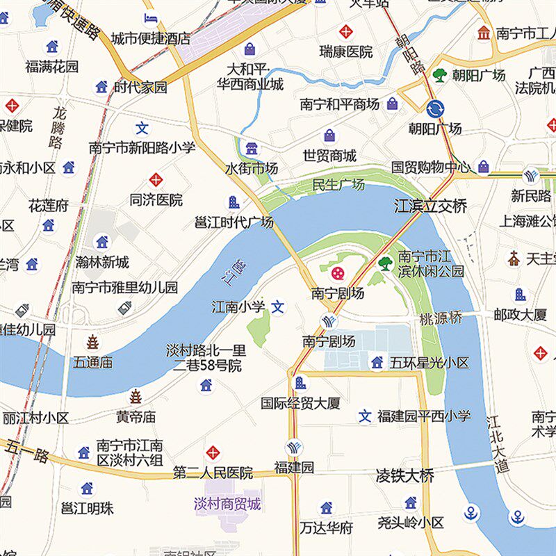 2024新款南宁市城区地图办公室挂图高清防水墙壁装饰实物推荐定制