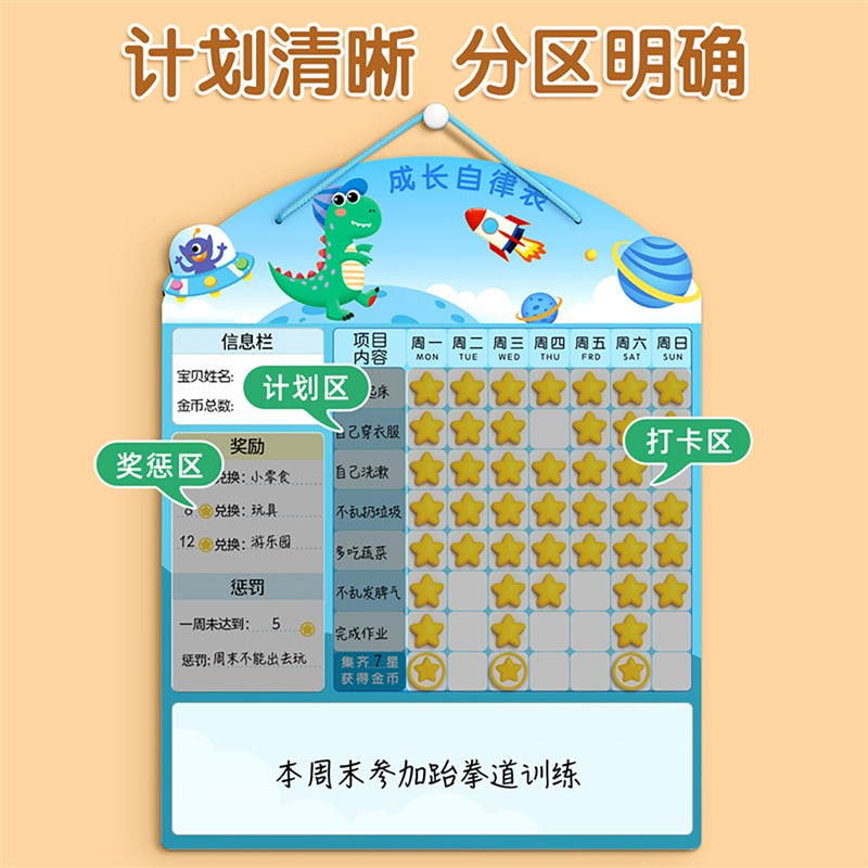 儿童成长自律奖励记录表学习计划表孩子的积分卡行为好习惯养成贴