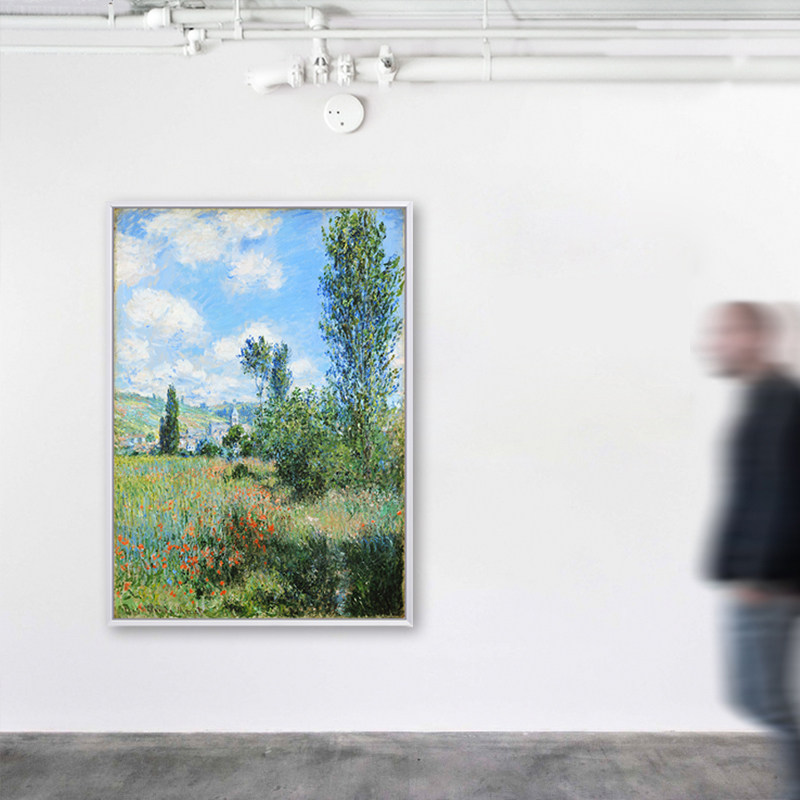 《田野》莫奈客厅装饰画有框酒店卧室油画餐厅电表箱成品挂画风景