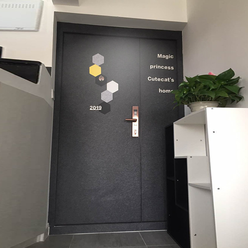 北欧自粘毛毡门贴纸入户门防盗门旧木门家具翻新创意装饰隔音加厚