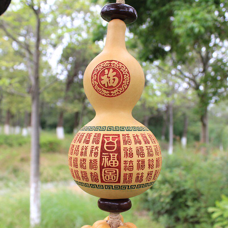 刻字天然原色葫芦串挂饰大气门对门百福挂件客厅餐厅装饰云南特色