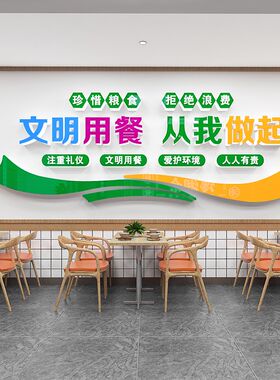 学校员工食堂文化墙饭堂餐厅珍惜粮食杜绝浪费墙贴纸文明用餐标语