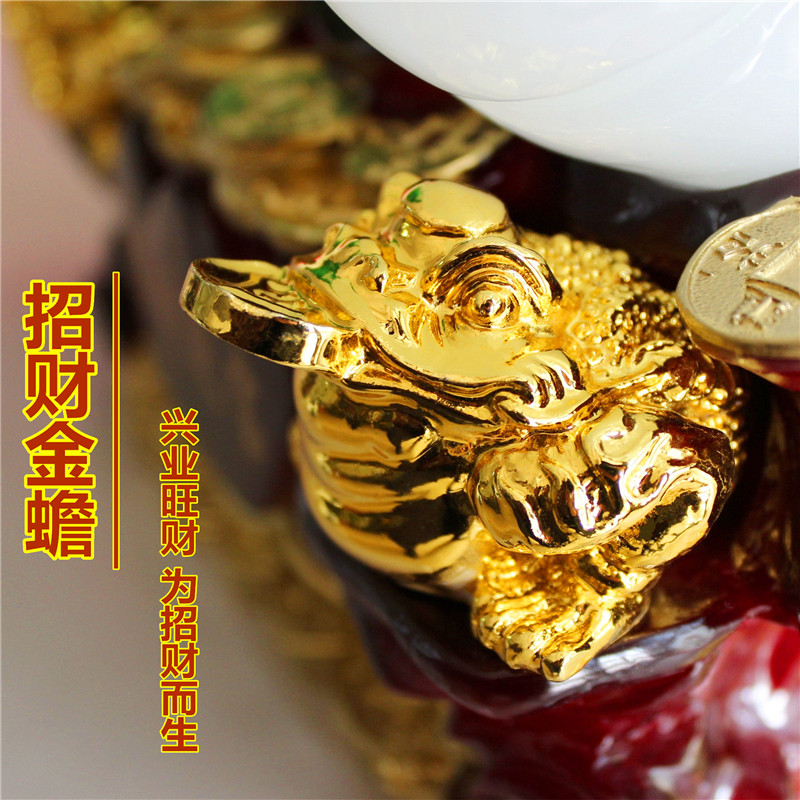 玉白菜摆件招财金蟾公司玄关隔断客厅电视酒柜装饰工艺品开业礼品