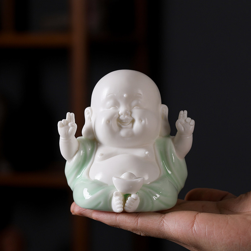 禅意佛像开心招财弥勒佛个性笑佛创意车载车上车内装饰品汽车摆件