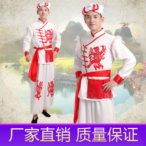 新款陕北民族安塞腰鼓传统陕西民歌服秧歌服开场舞打鼓舞服演出服