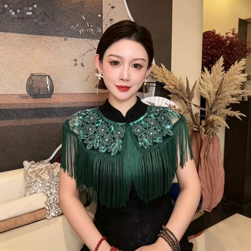 新款轻奢镜花水月灵动流苏时尚气质女人披肩WW358
