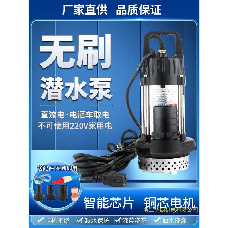 。不锈钢无刷直流潜水泵48V60V72V通用电动车抽水泵2寸大流量抽水