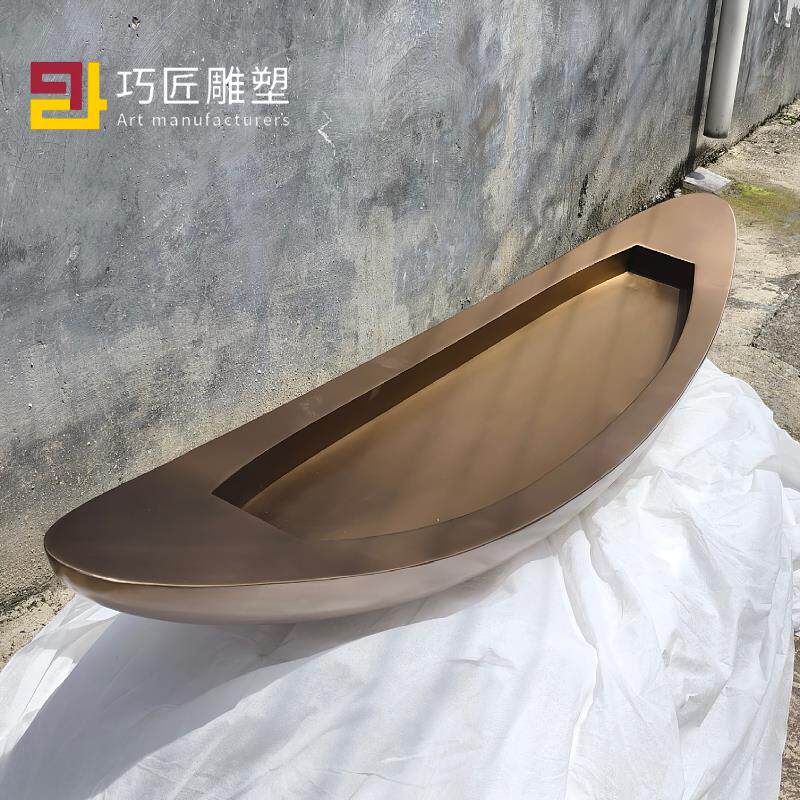 巧匠创意酒店玻璃钢雕塑艺术品售楼部船形玄关装置落地蓝船摆件