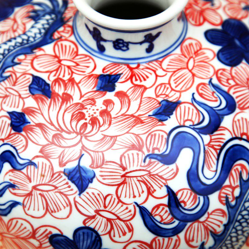 景德镇陶瓷器仿古中式花瓶青花瓷工艺品客厅茶室博古架艺术品瓷瓶