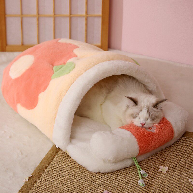 猫窝冬季保暖半封闭式猫床猫咪用品幼猫睡袋四季通用猫帐篷宠物床