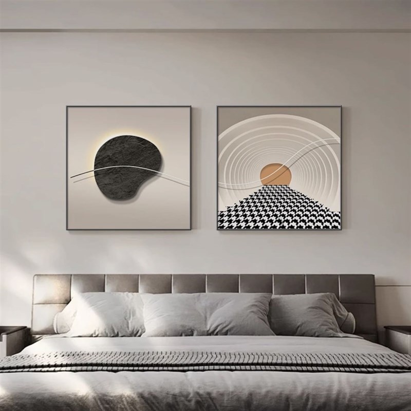 简约抽象艺术餐厅装饰画挂画饭厅背景墙壁画高级感客厅卧室床头画