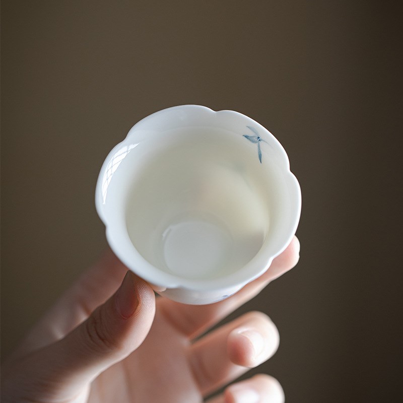 清欢丨纯手绘兰花闻香聚香杯 陶瓷家用主人杯中式茶杯单杯素简杯