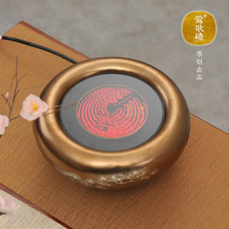 莺歌烧电陶炉茶炉 上金下黑银松煮茶炉家用煮茶静音智能烧水炉器