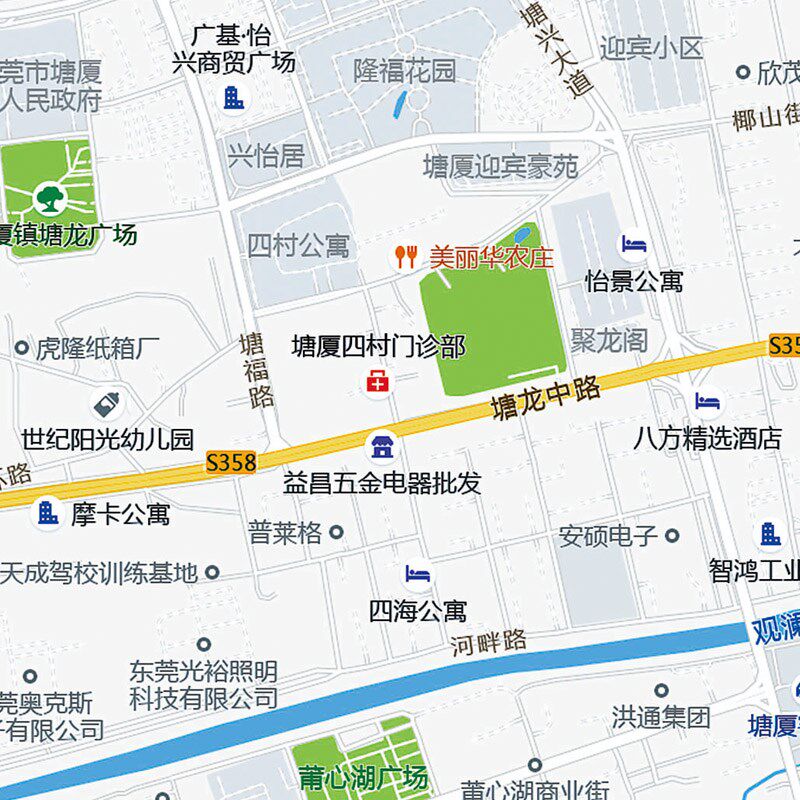 2024新款东莞市塘厦镇地图贴图办公室挂图高清防水墙壁贴装饰画