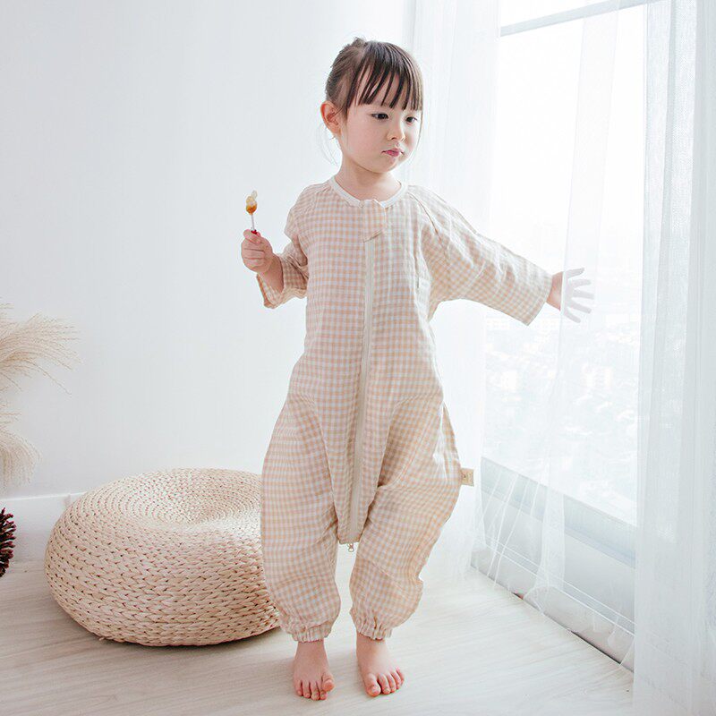 糖糖正正婴儿睡袋纱布薄款宝宝分腿防踢被夏季空调房男女睡袋