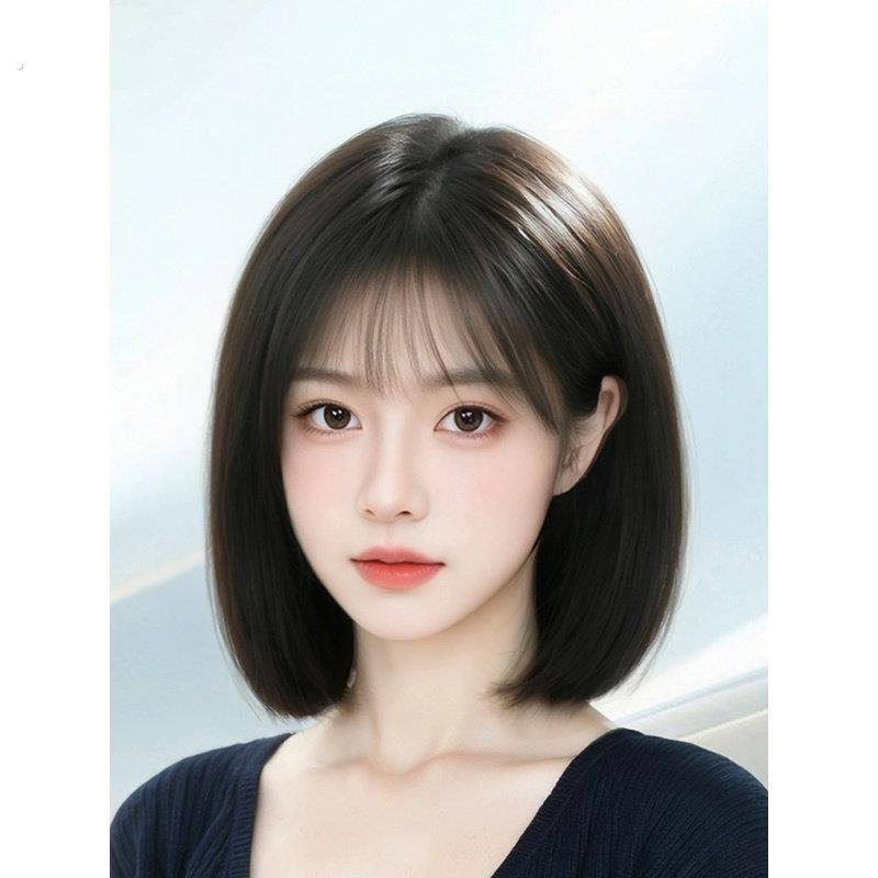 假发全头套女短发波波头减龄日常自然蓬松方圆脸空气刘海彷真头发