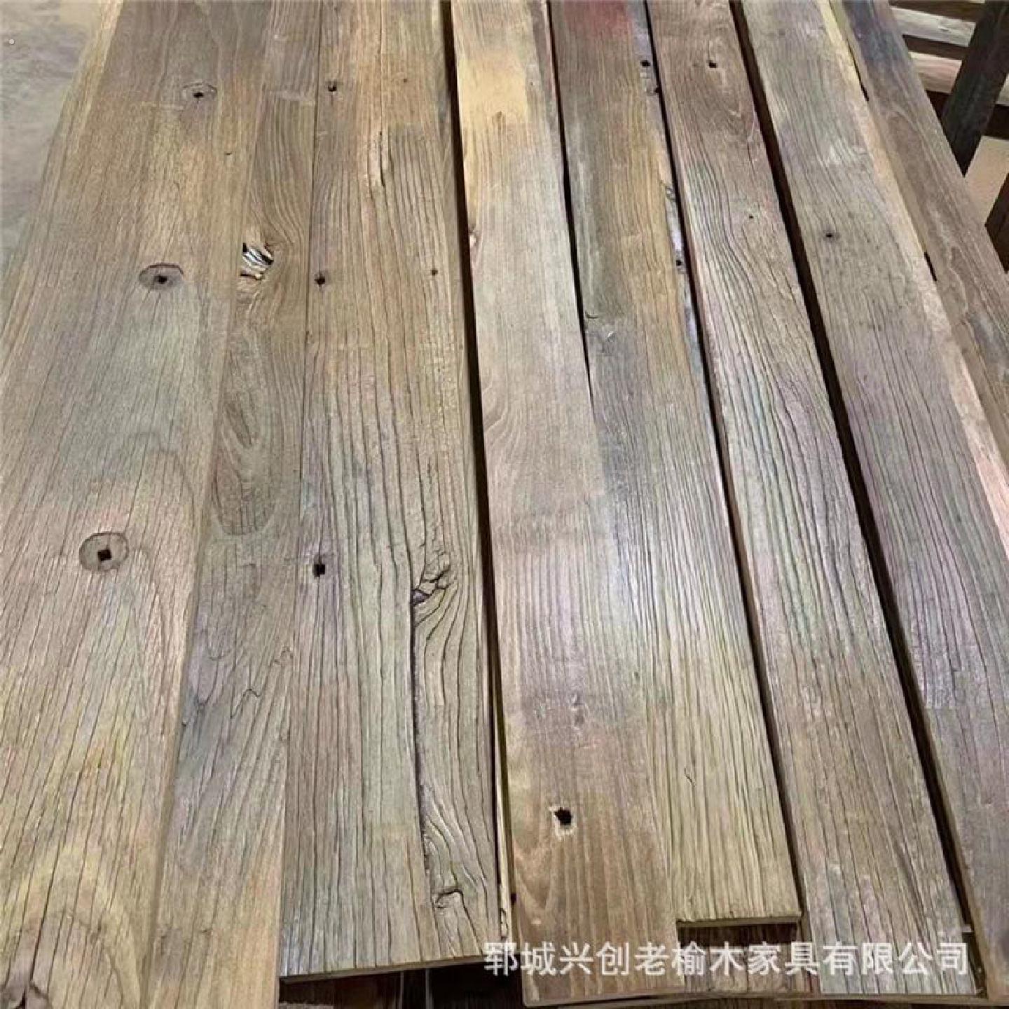 老榆木板踏步楼梯家具木质地板风化做旧装修板材超市实木护墙板