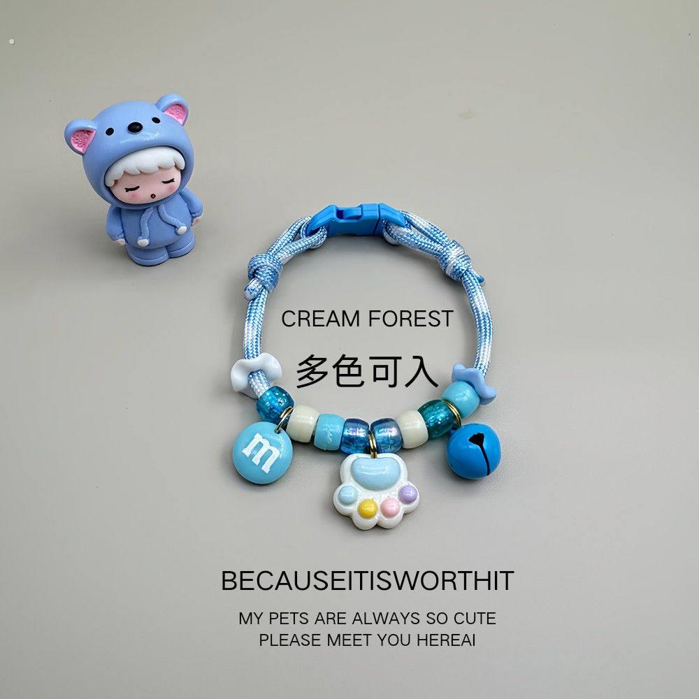 宠物猫咪狗狗项圈撞色编织可调节爱心笑脸项链清新围脖项链泰迪