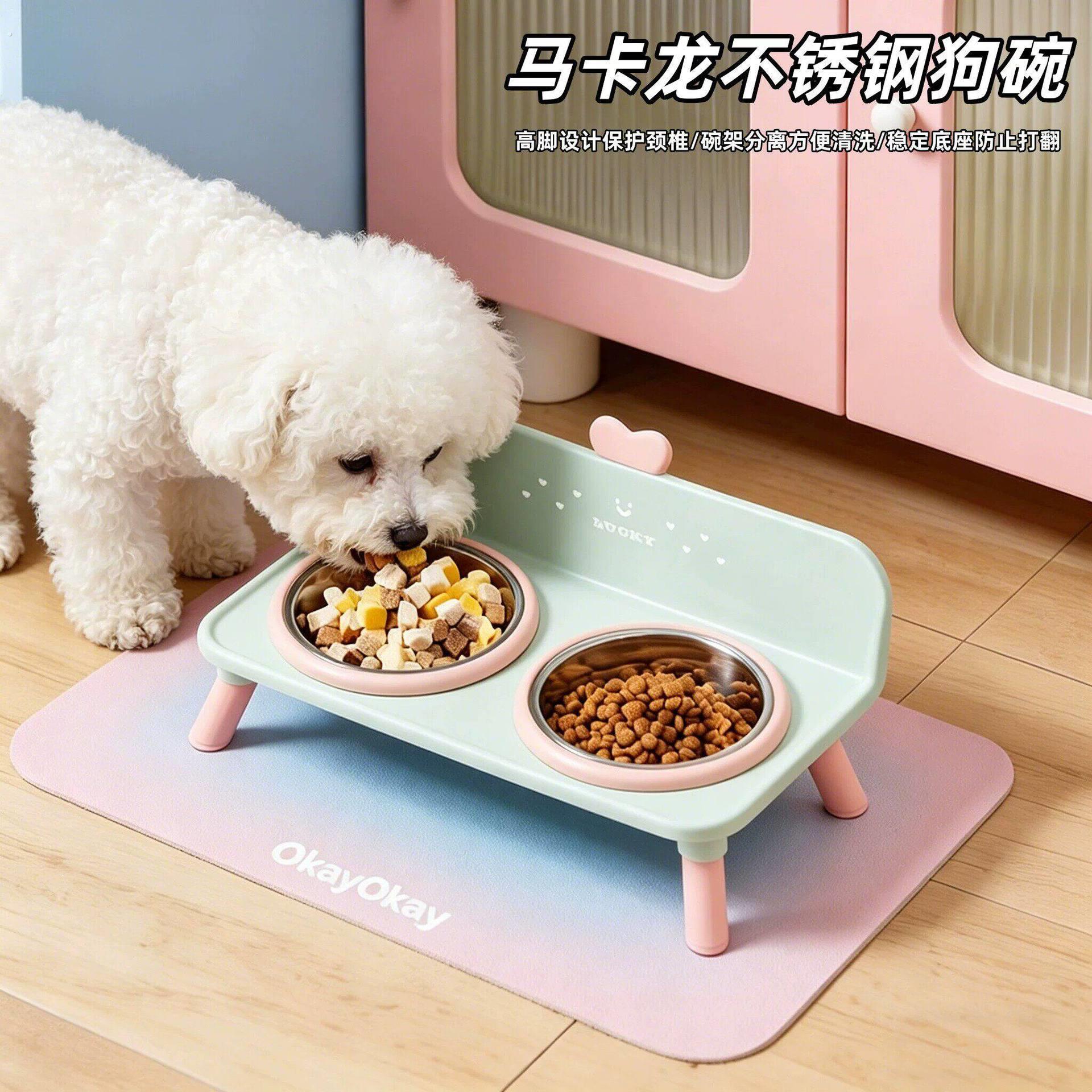 不锈钢狗碗狗盆防打翻护颈宠物碗狗狗喝水一体碗小型犬饭碗狗食碗